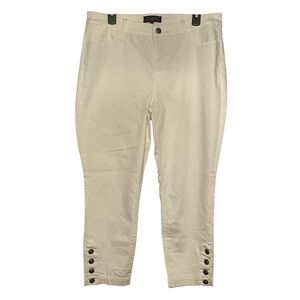 Talbots Flawless Five Pocket Jeans Womens 14P White Denim Stretch Crop Coastal